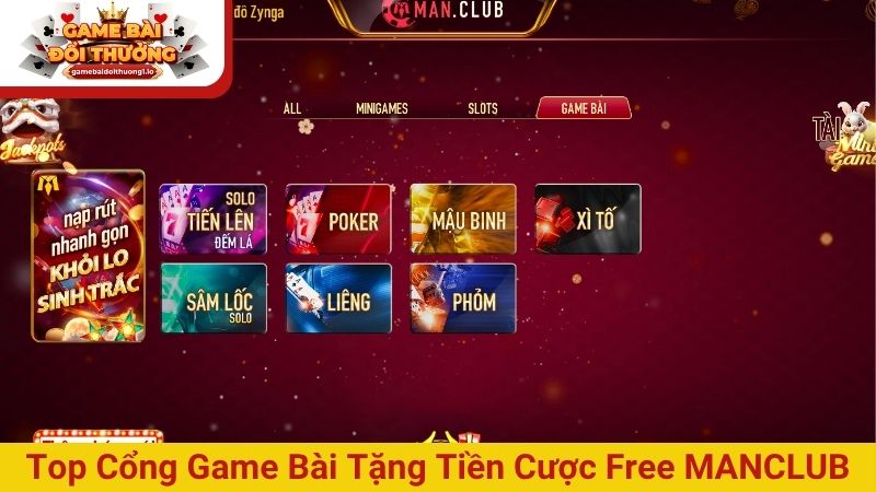 Top cổng game bài tặng tiền cược free MANCLUB